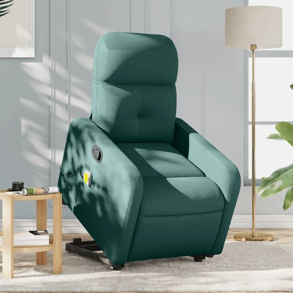 Fauteuil relax massant idéal seniors avec aide au lever en tissu Vert