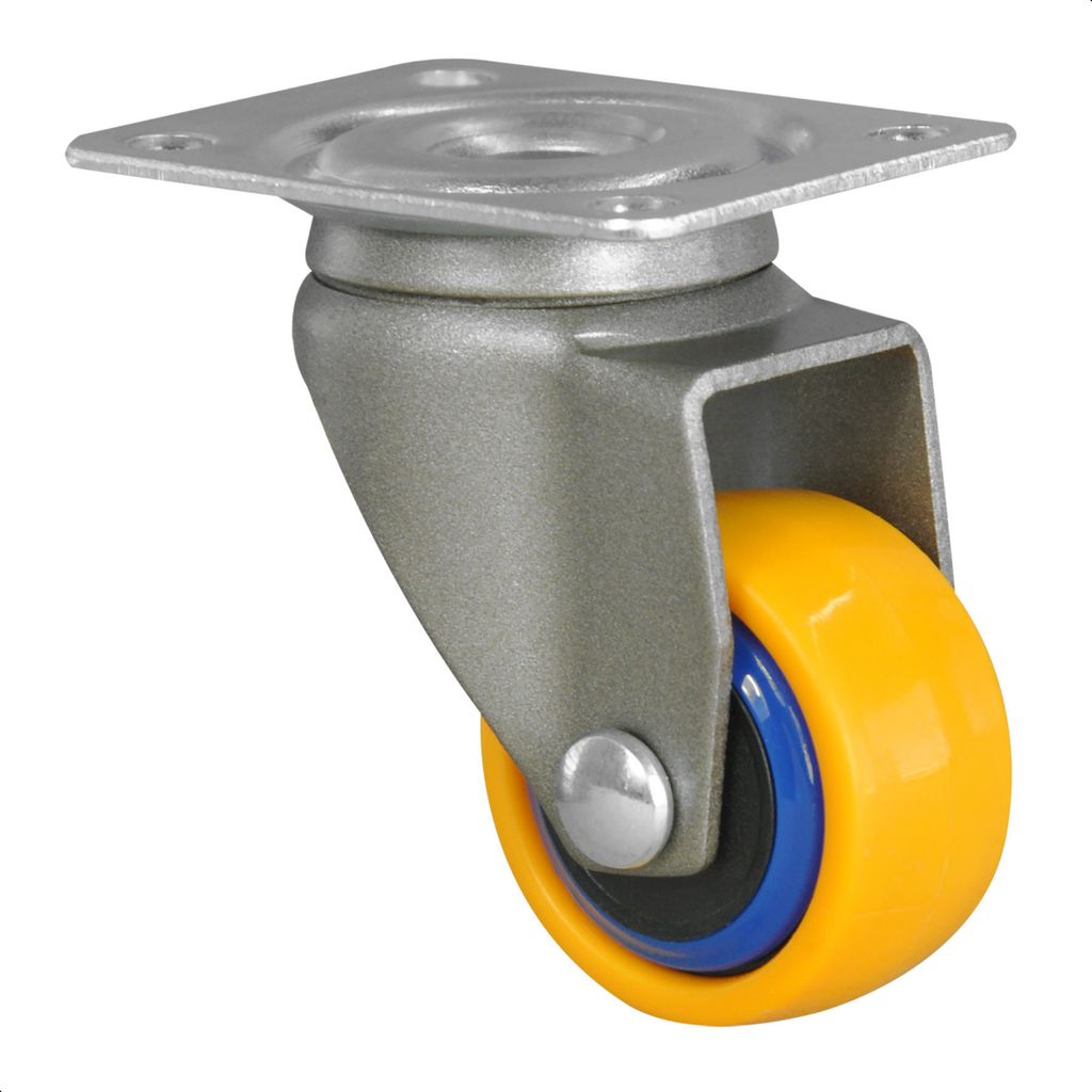 WAGNER Design 3C - Lenkrolle soft - Durchmesser Ø 25 mm, blau / gelb, Anschraubplatte, Tragkraft 12 kg - 01222501