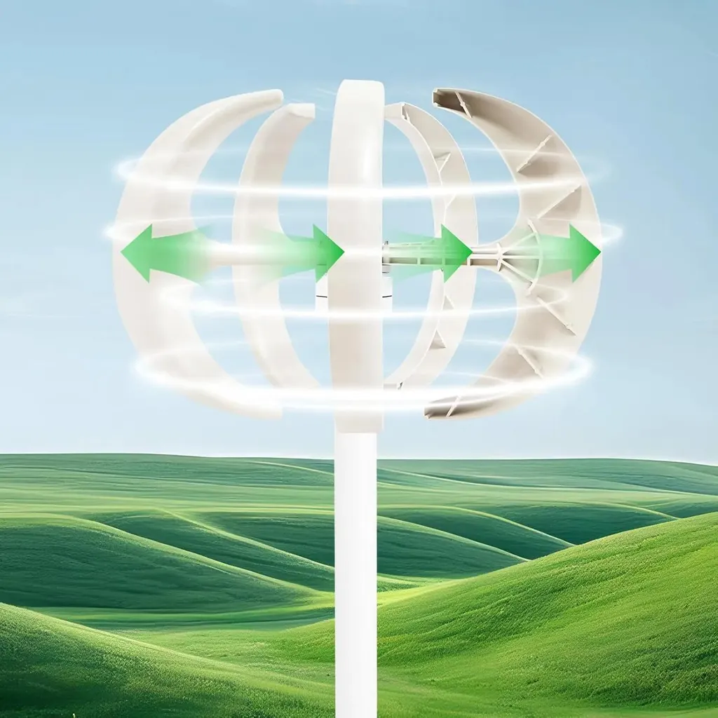Éolienne Verticale Lanterne 600W 12V avec Régulateur de Charge Blanc