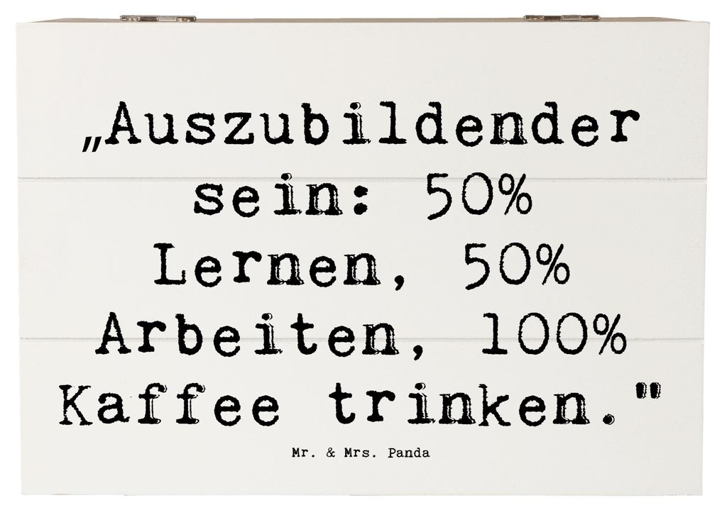 Mr. & Mrs. Panda Holzkiste Spruch Auszubildender 22 x 15 cm - Weiß - Geschenk, Holztruhe, Berufe, mit Deckel, fotobox, Beruf, Motivation, Berufspa...