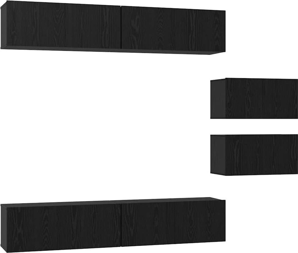 TV-Schrankset 6 pcs Schwarz Eichen-Optik Holzwerkstoff