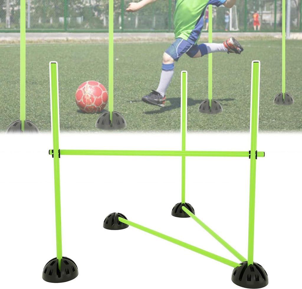 XINZI Sprungstangen-Set Trainingsstangen Agility Hürdenset für Koordination & Kondition mit 15 Stangen, 10 Clips und 10 Standfüße Sprungkraft, ...