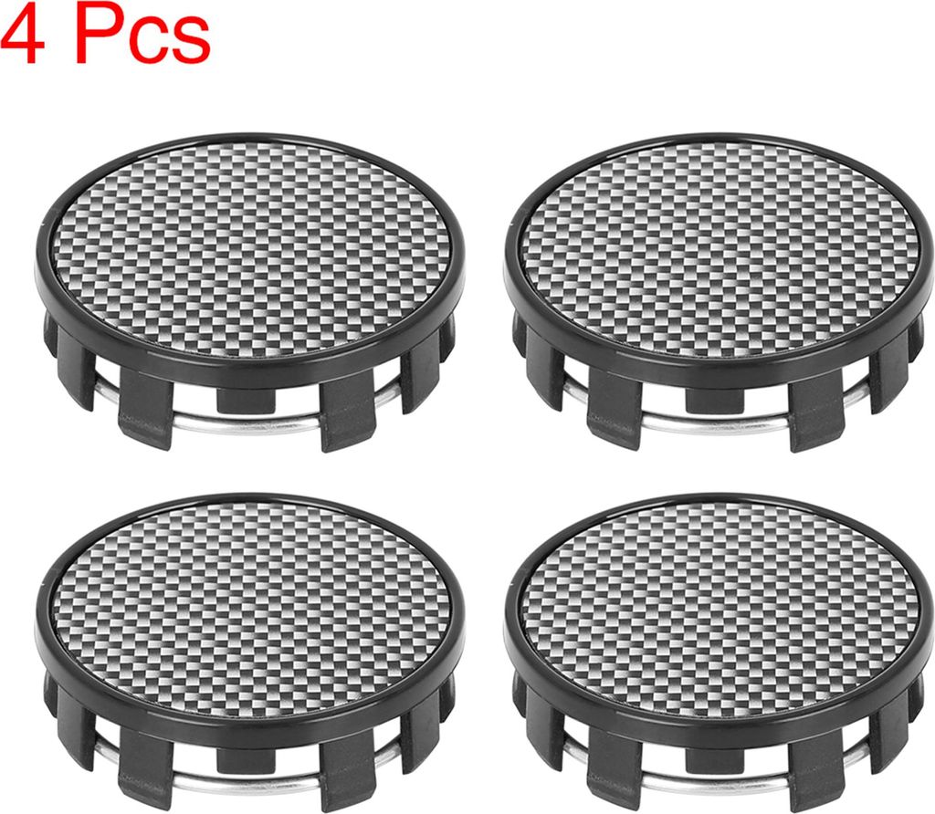 4 Stücke 54mm 9 Laschen Auto Radkappe Kohlefasermuster Schwarz