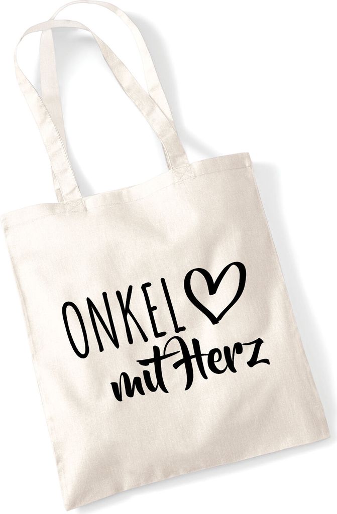 Huuraa Jutebeutel Onkel mit Herz 10 Liter Natural Baumwolle Tasche Geschenkidee
