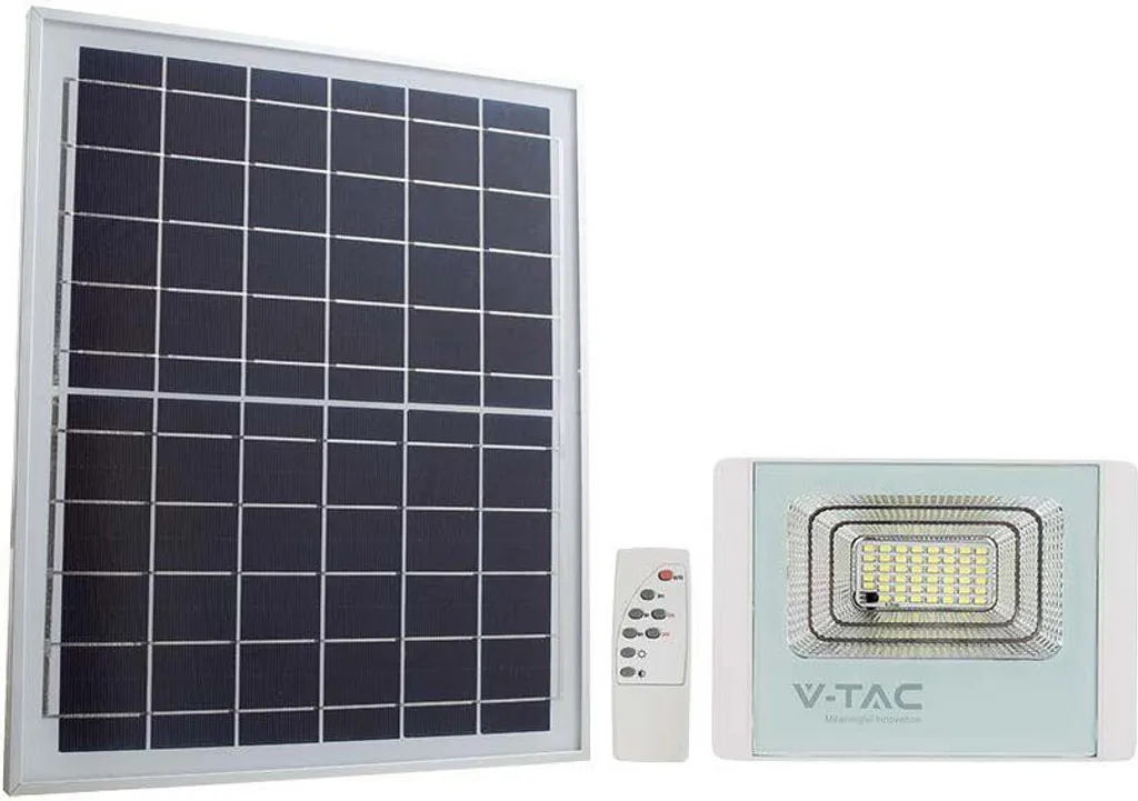 Projecteur LED Solaire Étanche IP65 16W Blanc 4000K à Télécommande Infrarouge