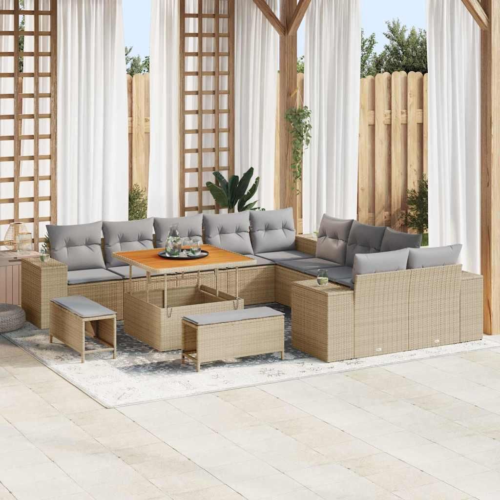 "2026 Promotion" Gartensofa-set mit Kissen - 13 pcs - Beige Poly-Rattan - Gartenmöbelset CC19645