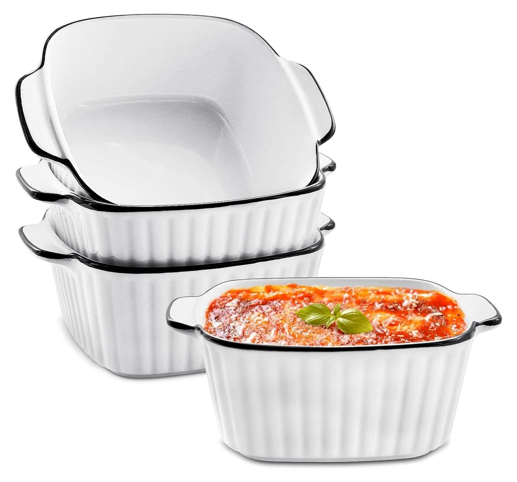 Keramik-Backformen mit Griffen, 14 cm, quadratische kleine Auflaufform für Luftfritteuse und Ofen