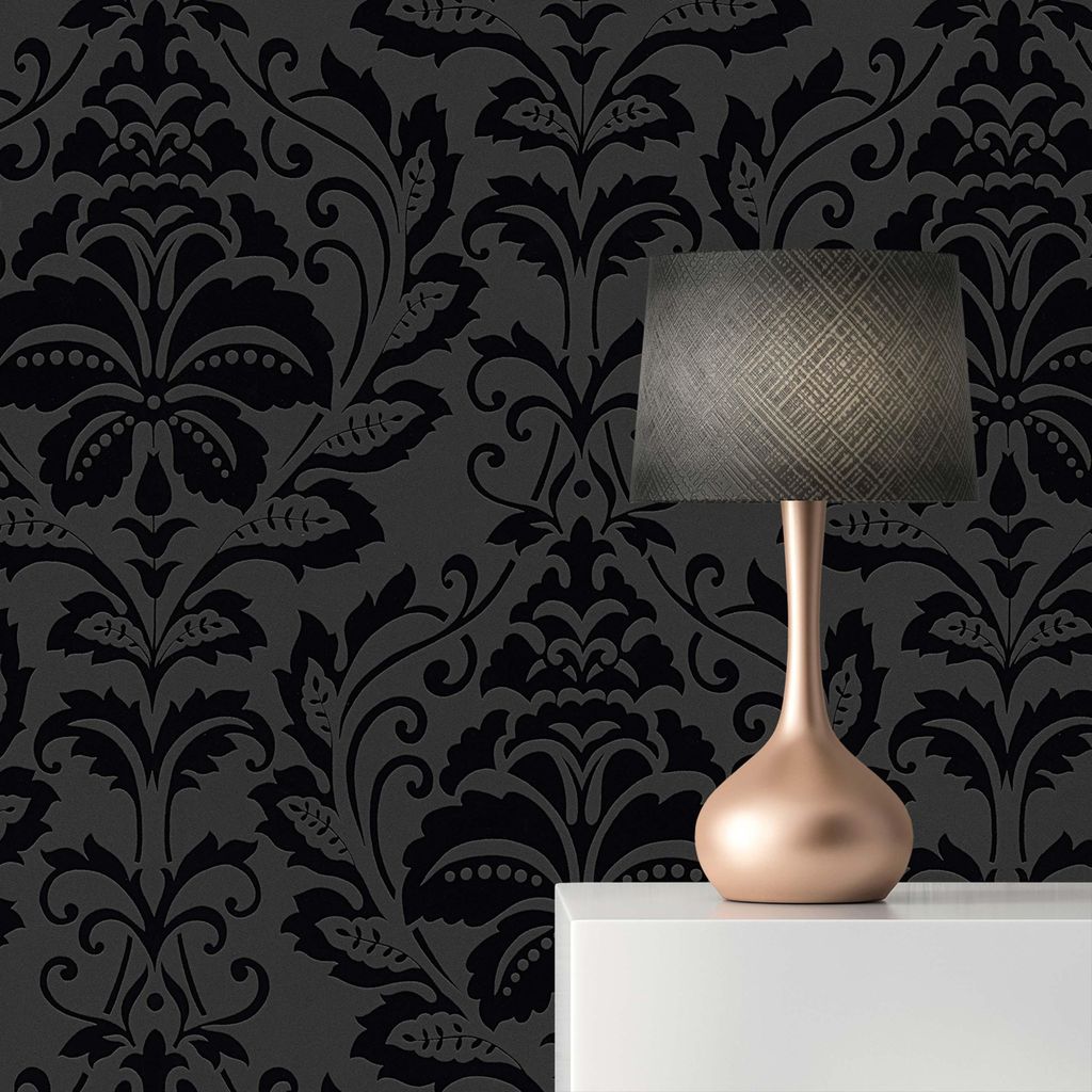 TADESSI Tapete Vintage Nicolo M1-No.22 Vliestapete Schwarz BarockTapete mit Ornamenten Klassik Wohnzimmer Schlafzimmer