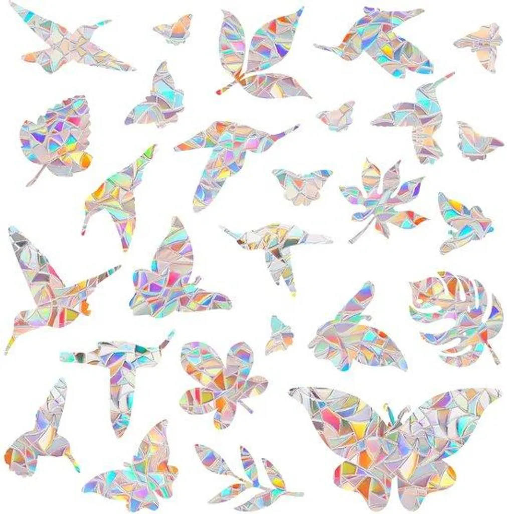 Film protecteur fenêtre anti-collision oiseaux et décor prismatique 27pcs