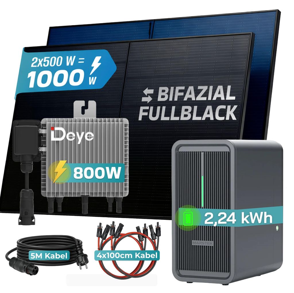 SUNNIVA® 1000W Balkonkraftwerk Deye mit 2,24kWh Speicher Produktbild 