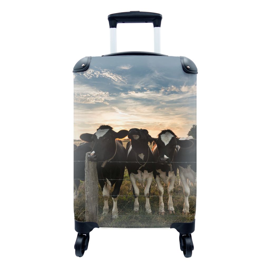 MuchoWow Koffer Handgepäck Trolley Rollkoffer Kleine Reisekoffer mit 4 Rollen - Tiere - Kuh - Cabin Size < 55x40x23 cm & 55x40x20 cm - Fotokoffe...