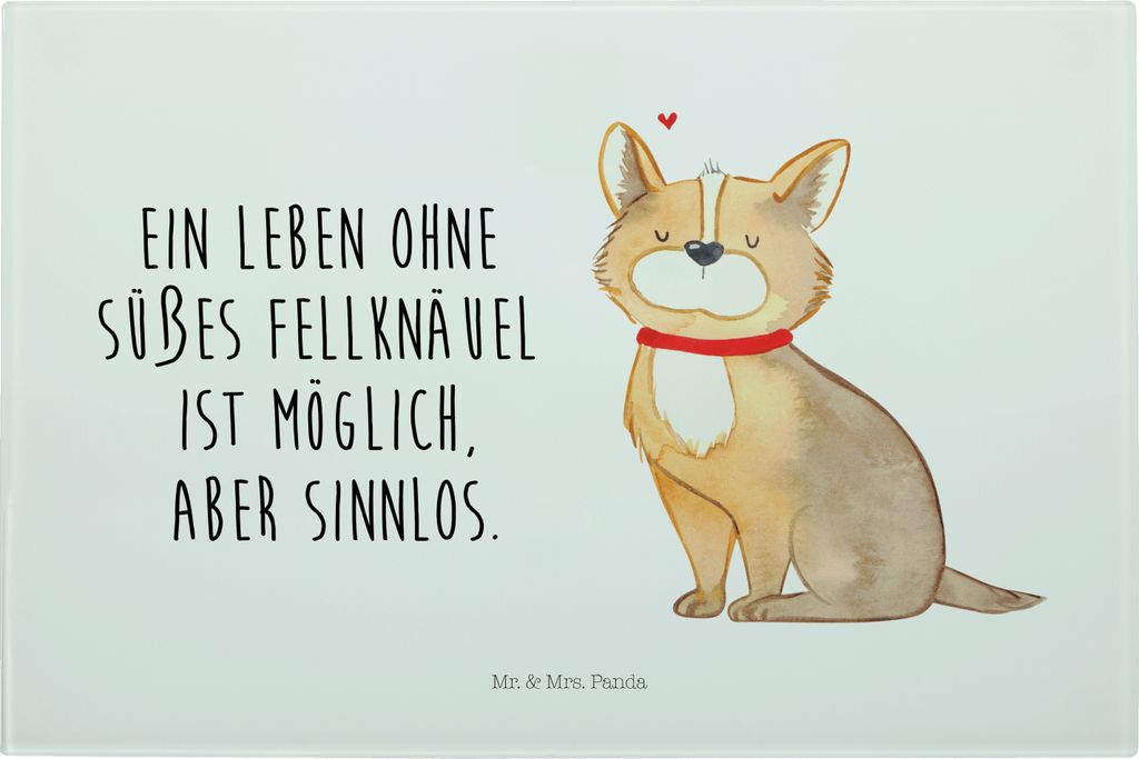 Mr. & Mrs. Panda Hackbrett Hund Glück - Weiß - Geschenk, Frühstücksbrett, Küchenbrett, Schneidebrett, Brotzeitplatte, Schneideunterlage, Liebe...