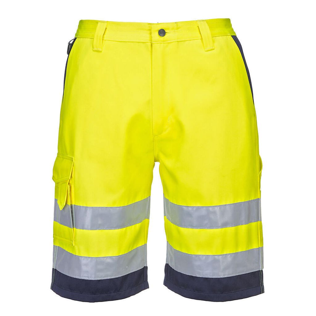 Portwest L043 Leichte Warnschutz Mischgewebe-Shorts Yellow/Navy Gr. M