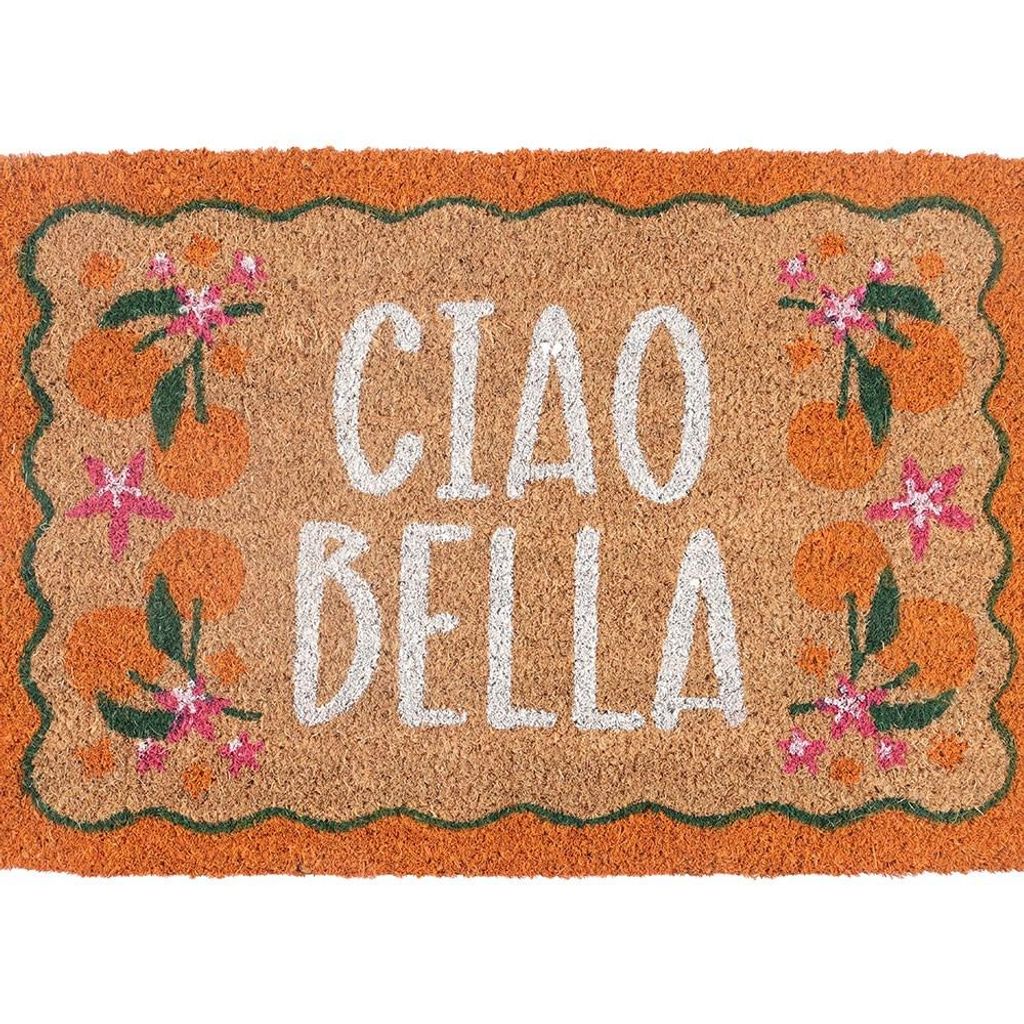 Zerbino / Tappetino per porta - CIao Bella, arancione Immagine del prodotto 