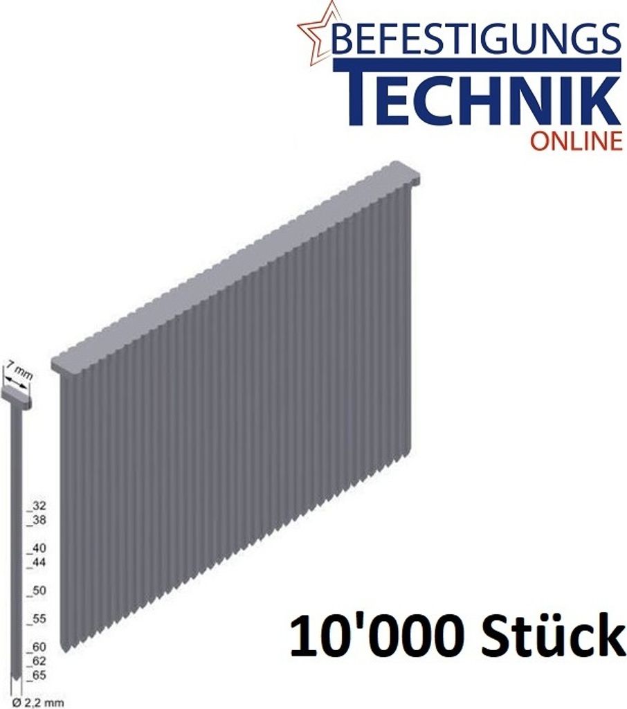 T-Nägel 2,2x60mm verzinkt für T-Nagler Prebena Senco KMR Reich BeA BR-09 10M