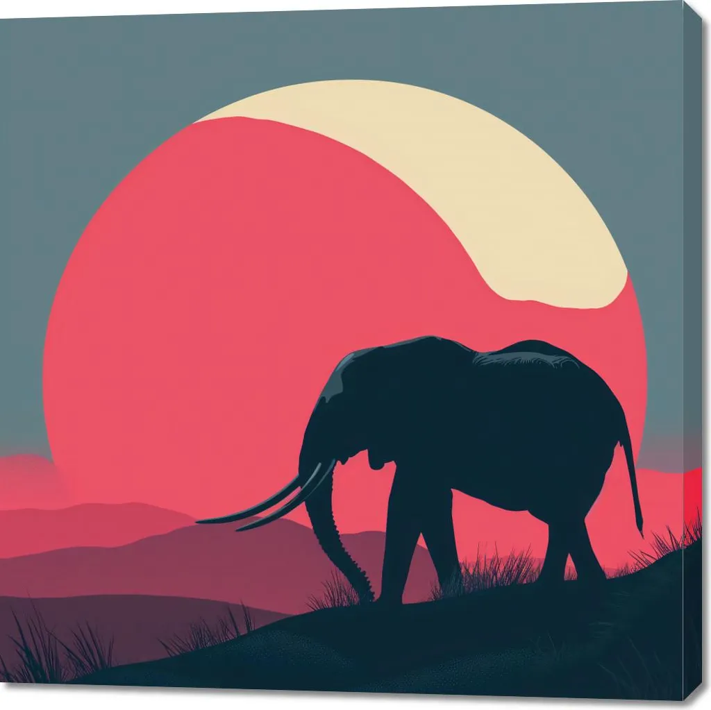 Image Éléphant au feu rouge 100 x 100 cm - Tableau Déco Carré Moderne
