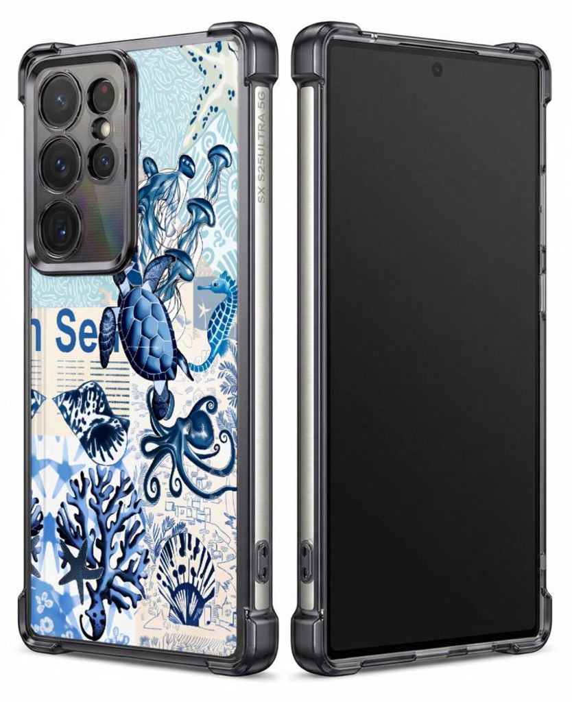 Personalisierte Hülle mit Bild für Samsung Galaxy S22 Elektroplattiert TPU Stoßdämpfer Handyhülle mit Blaues Meereslebewesen-Musterdruck