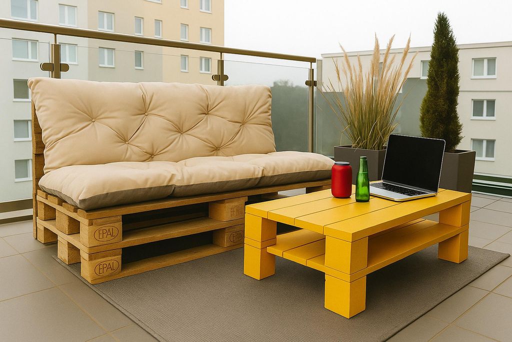 Palettenkissen set 120x60x50cm, Palettenkissen Beige