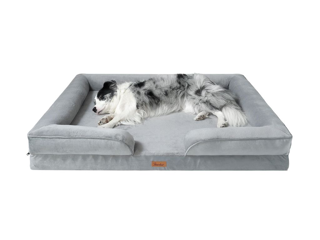 Pawslee - Orthopädisches Hundebett grau (groß) - 122cm x 89cm x 19cm