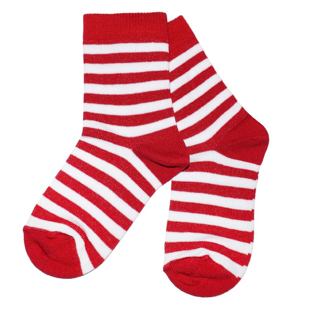 Kinder Basic Socken aus Baumwolle Farbige Ringel Rot Größe 17-18