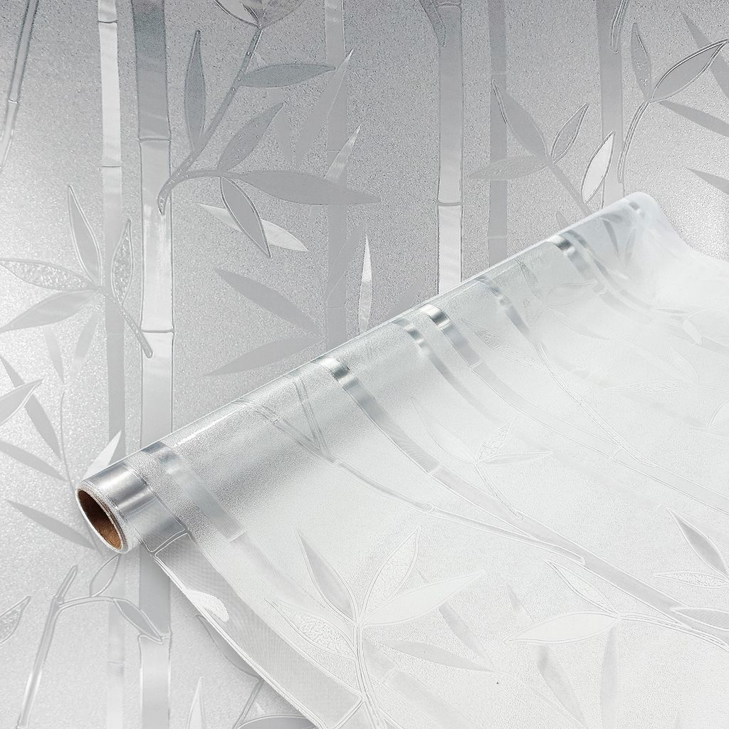 Statisch Fensterfolie 90x100 cm - Bambus 3D - Sichtschutzfolie Fenster Milchglasfolie statisch haftend | Folie Fenster für Bad und Büro - Tagesli...