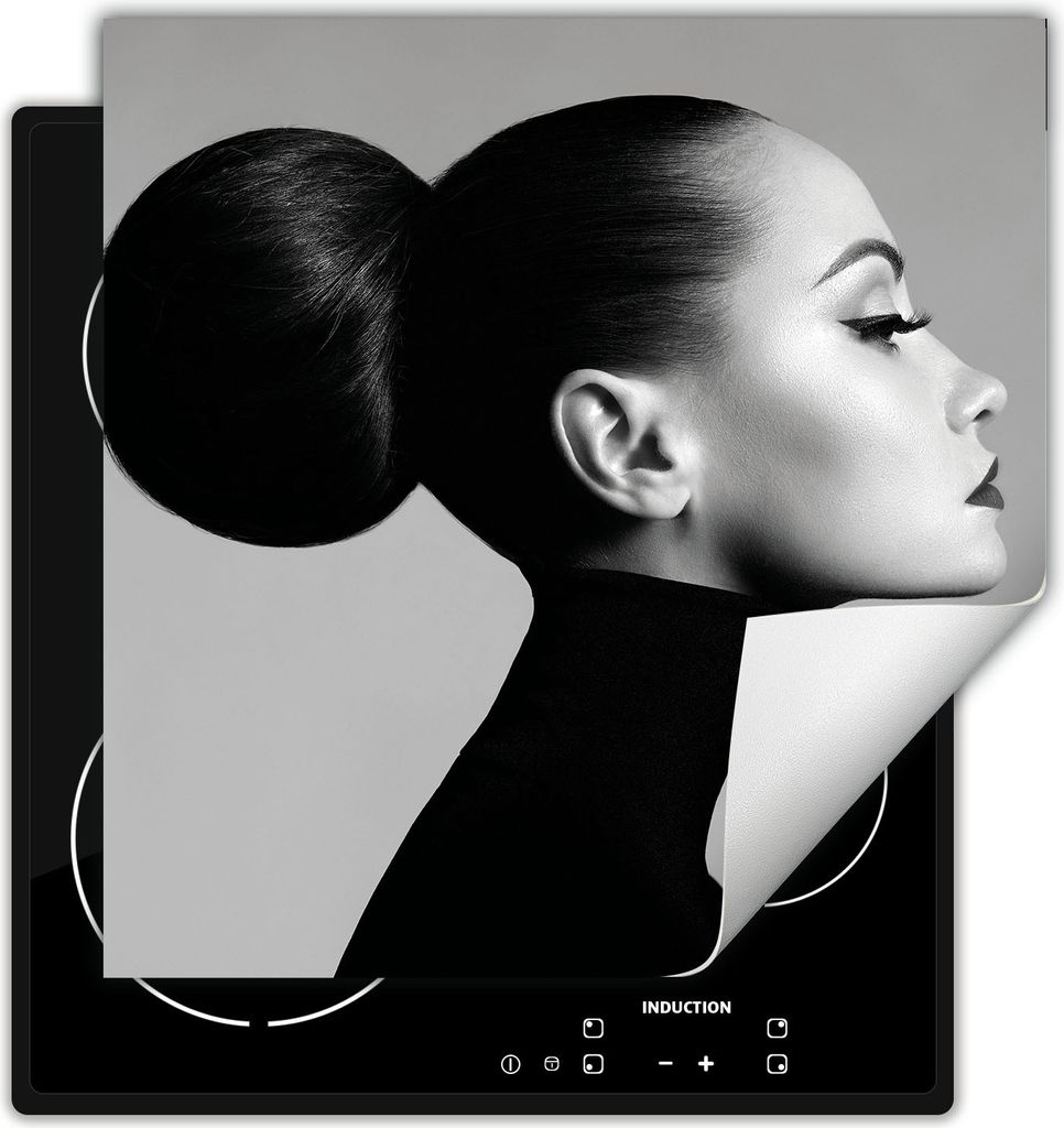 DarHaus Herdabdeckplatte 50x52 cm Anti Rutsch Matte Aufrollbar, grau - Frau