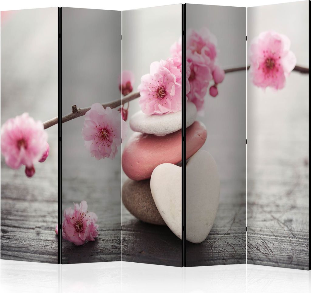 5-teiliger Doppelseitiger Vlies Paravent - Zen Flowers II 225x172 cm Blumen b-B-0153-z-c