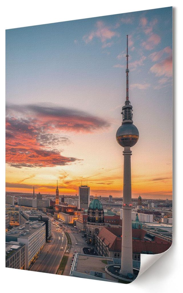 Die Stadt in der Abenddämmerung- Kunstdruck A3 (29x42 cm) - Klassisch, Modern- Wandbild für Wohnzimmer Schlafzimmer & Flur, Modernes Poster Wandd...