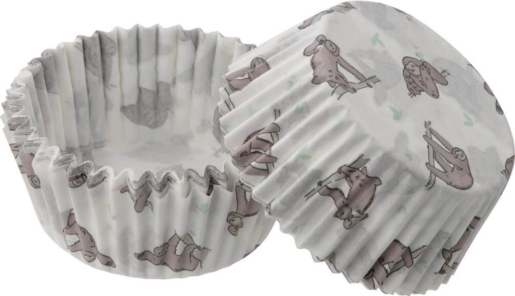 Zenker Papierbackförmchen Faultier Ø 5 x 3 cm, hochwertige Papierförmchen, Muffinförmchen ideal geeignet für süße und herzhafte Muffins, vie...