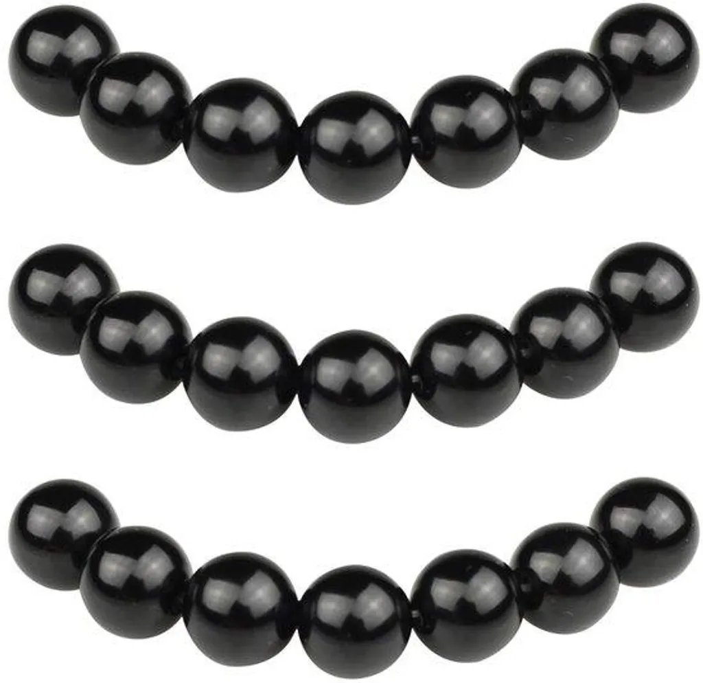 Perles en onyx noir 4mm pour bijoux : lot de 85 pierres naturelles de litho