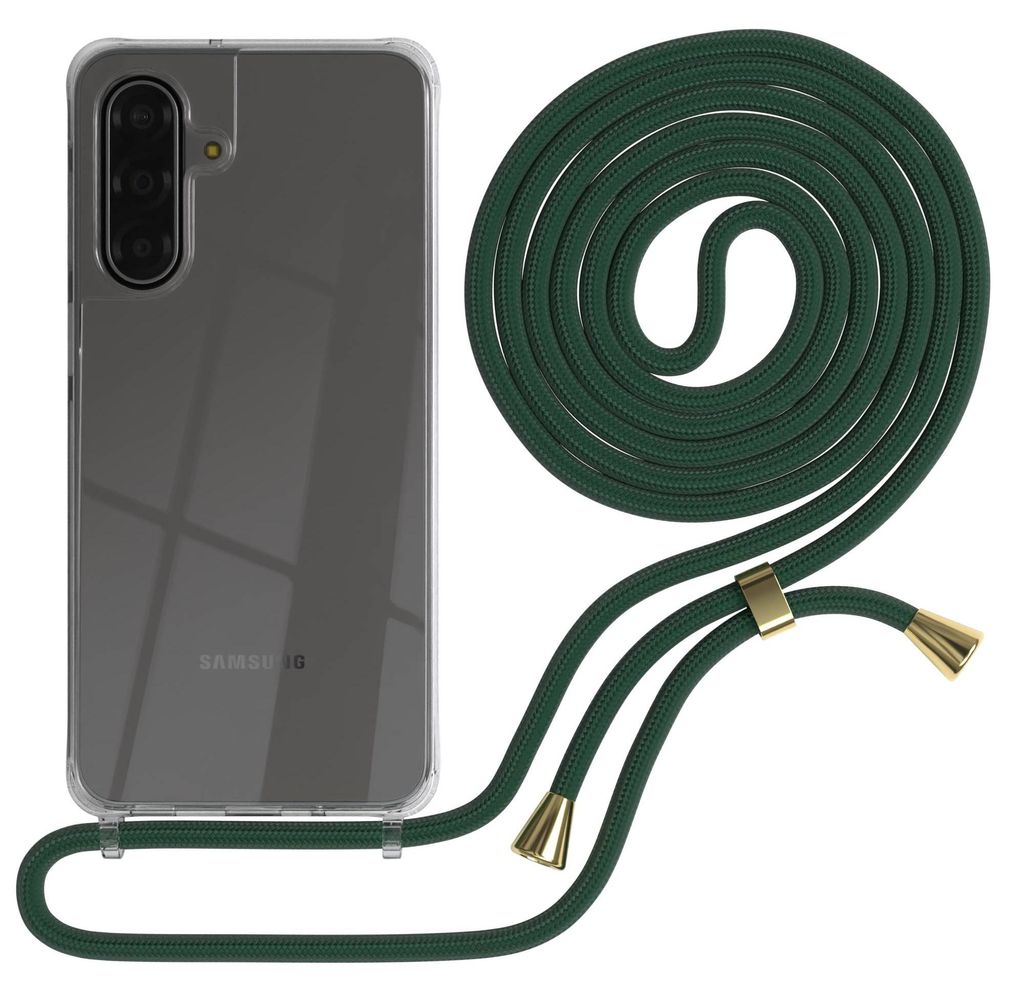 EAZY CASE Handykette kompatibel mit Samsung Galaxy A17, Handyhülle mit Umhängeband, Handykordel, Schutzhülle Clear, Band in Grün