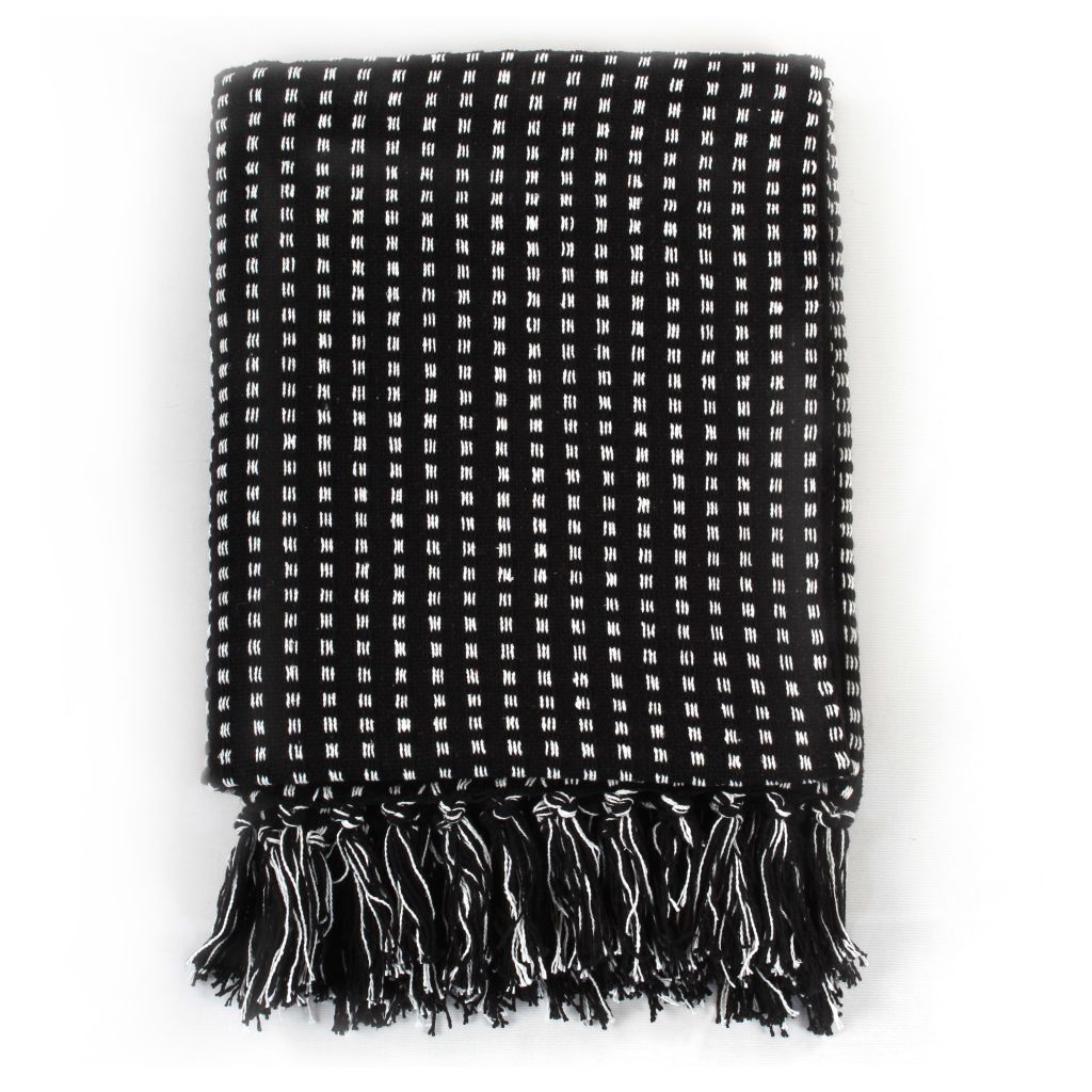 vidaXL Jeté de canapé en coton à carreaux 160x210 cm noir Image du produit 