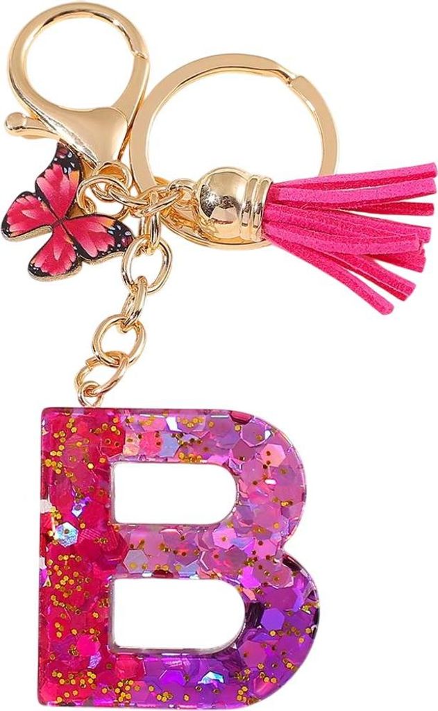Roségoldener Alphabet Schlüsselanhänger B mit Fliege - Stilvoll & Einzigartig KP37946