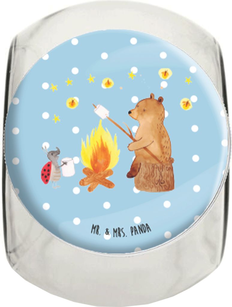Mr. & Mrs. Panda Kaffeedose Bär & Marienkäfer Lagerfeuer XL 2000ml - Blau Pastell - Geschenk, Teedose, glasbehälter, Teddy, gewürzglas, Vorrats...