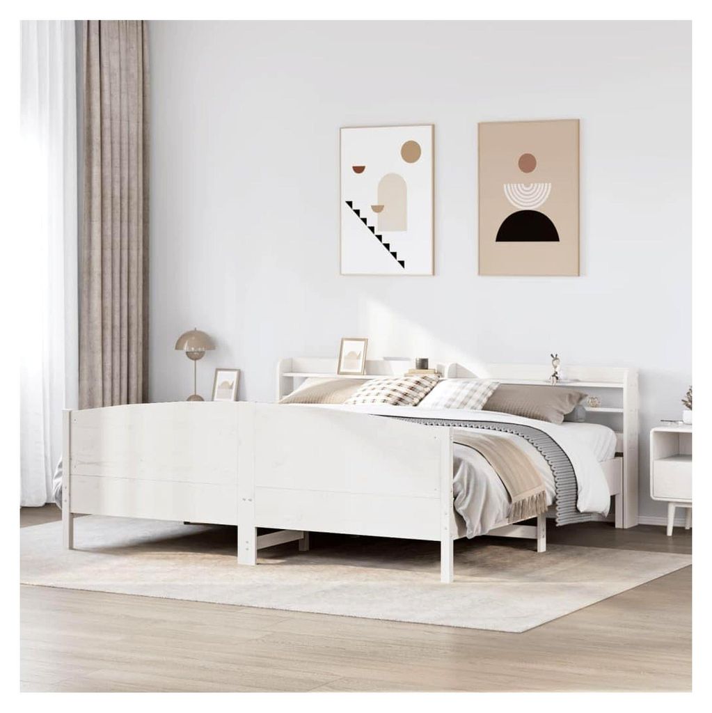 Bettgestell weiß 180x200 cm Super King aus massivem Kiefernholz