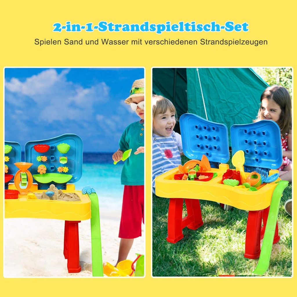 2 in1 Sand und Wasserspieltisch Sandkastentisch Kinderspieltisch Strandspielzeug 