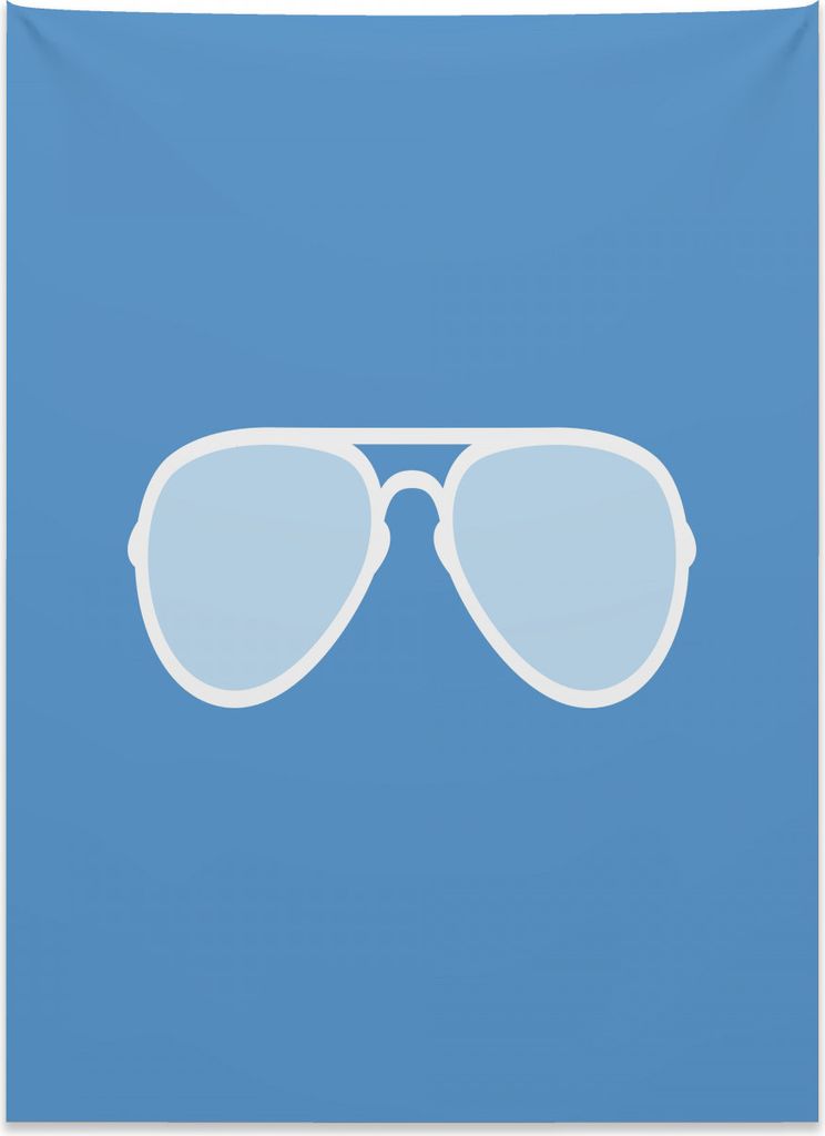 Abakuhaus Vintage Blue Wandteppich, Aviator Sonnenbrille aus Weiches Mikrofaser Stoff Kein Verblassen Klare Farben Waschbar, 110 x 150 cm, Weiß un...