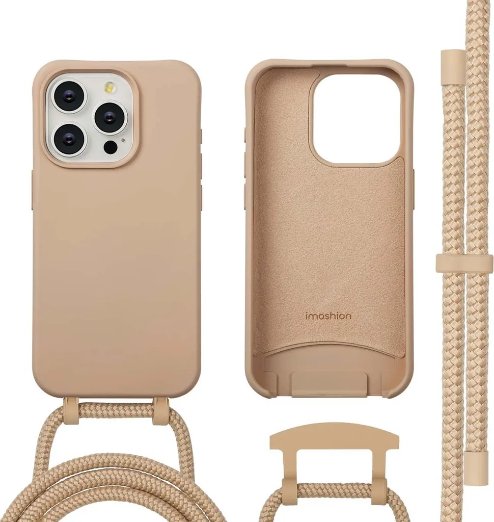 imoshion Cover posteriore colorata con catena rimovibile per cellulare e MagSafe iPhone 15 Pro - Nude