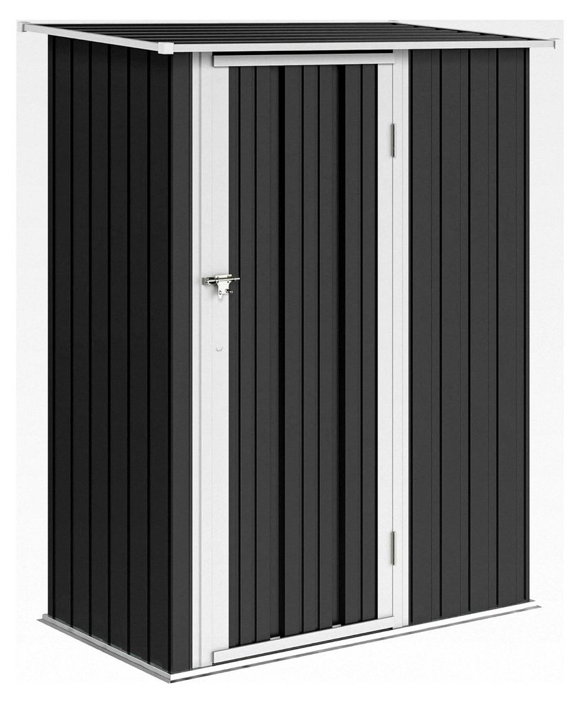 Metall Geräteschuppen 1,07 m² 142 x 86 x 189 cm mit Pultdach und abschließbarer Tür, wetterfest, für Garten und Außenbereich, dunkelgrau