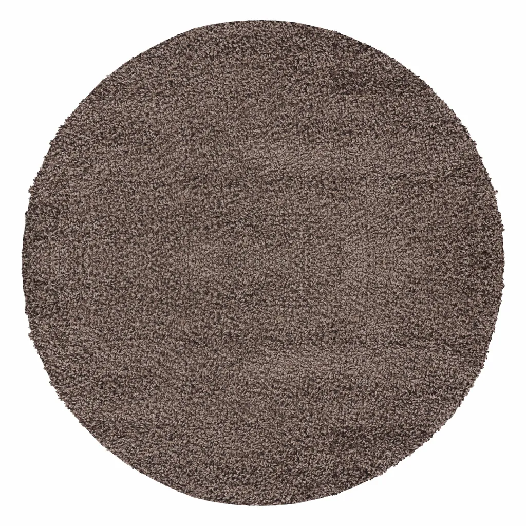 Tapis de Salon Rond Moka 80 cm - Descente de Lit Shaggy Douce Teppium HT