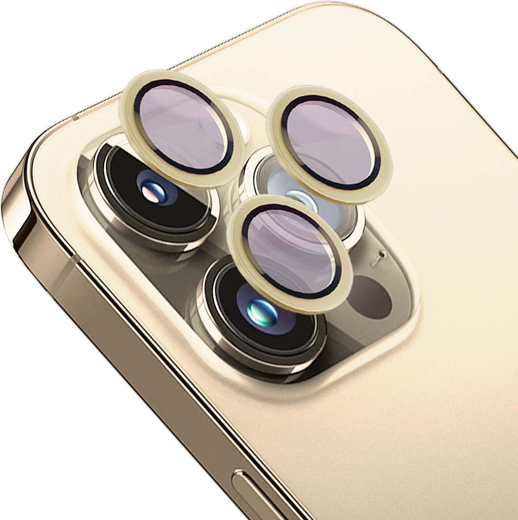 Bizon Glass Snap Lens Apple iPhone 14 Pro / 14 Pro Max goldener Rahmen