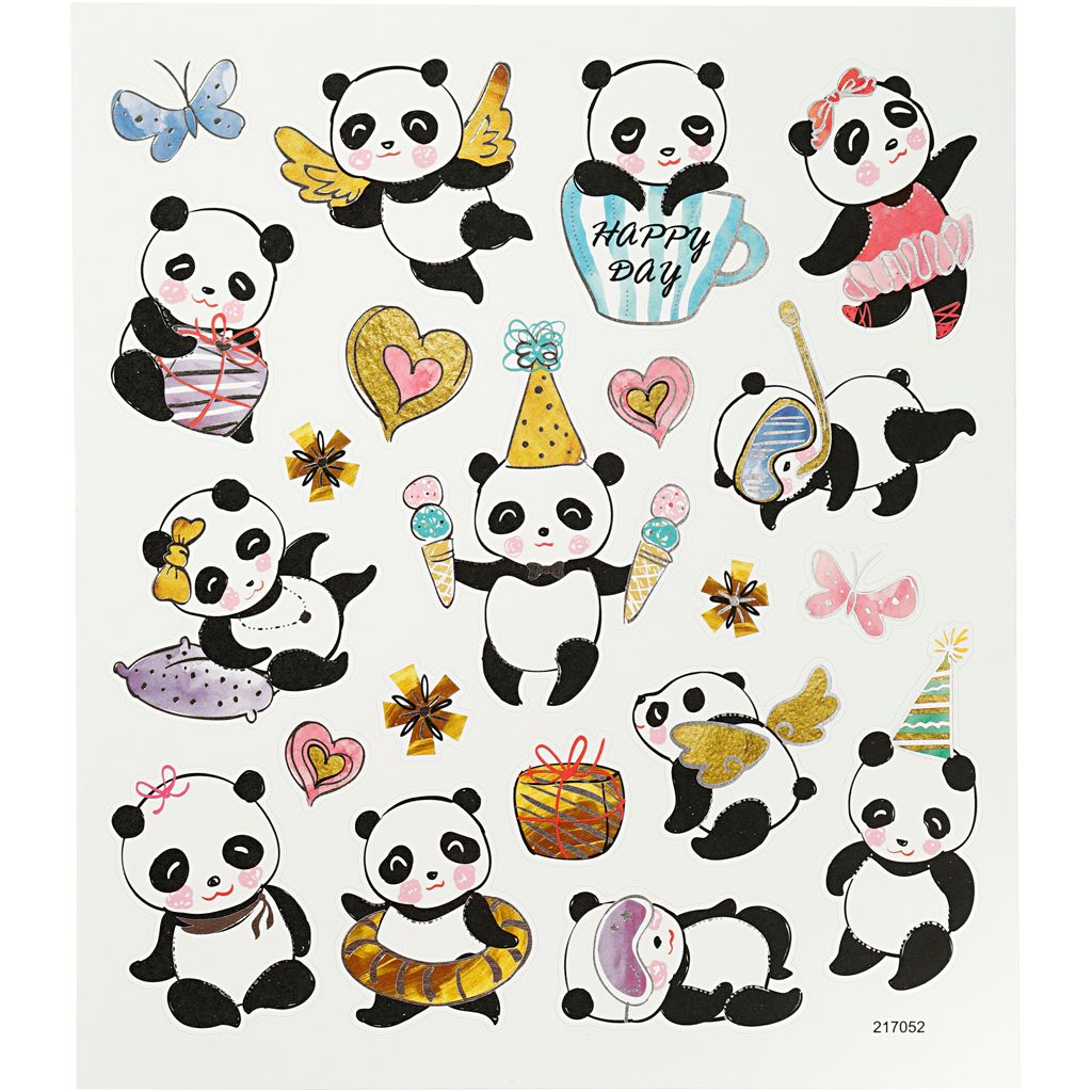 Creativ Firmenaufkleber, Pandas, Blatt 15x16,5 cm, 1 Blatt Produktbild 