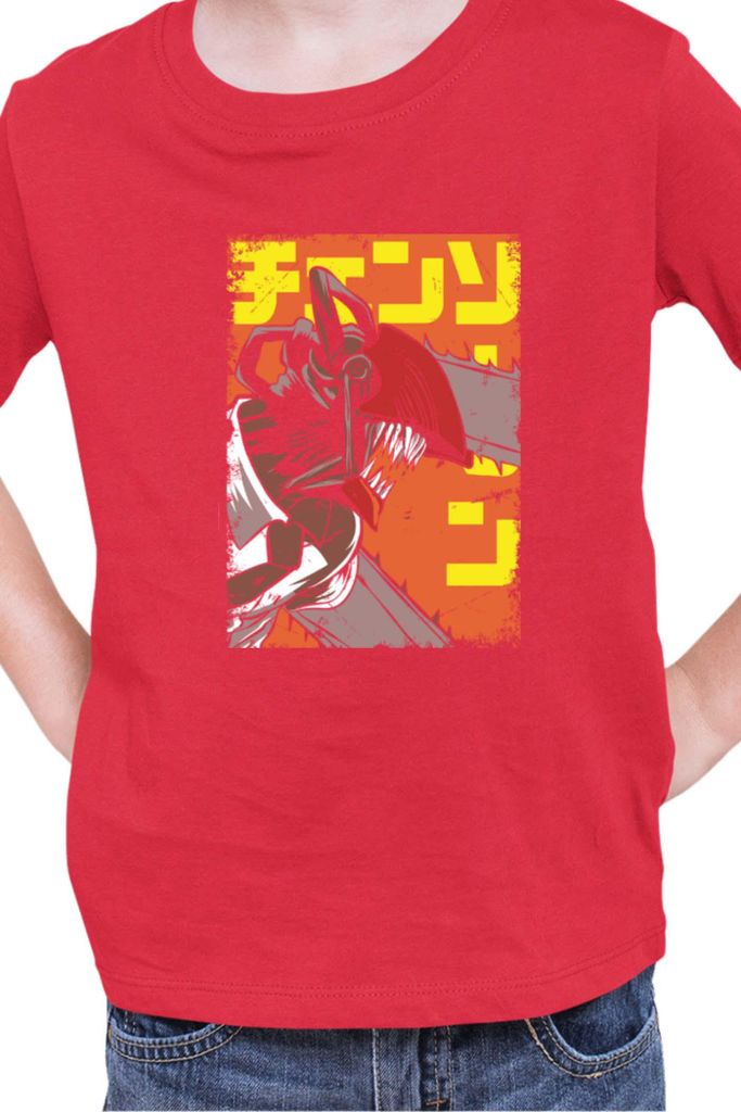 Kinder T-Shirt Manga Japan Anime Comics Animation Chainsaw Anime manga Man 11, 3-4 Jahr - 104 / Rot