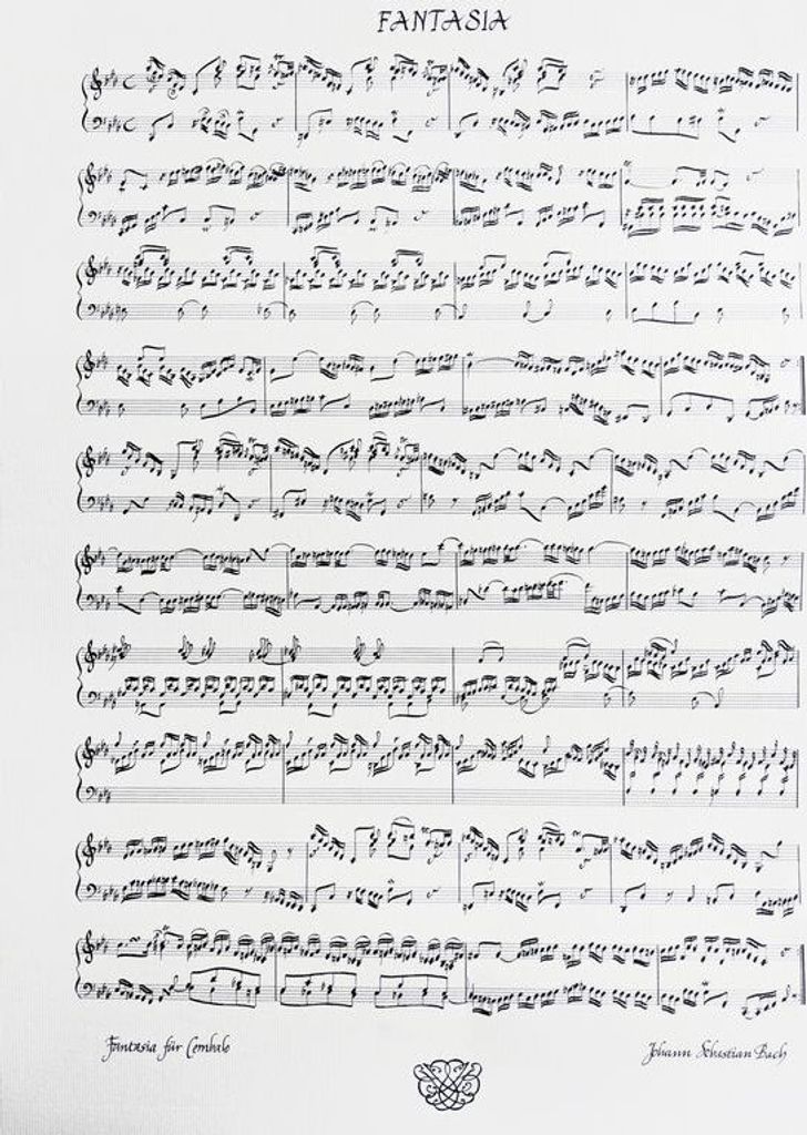 Divers/Bach J.s Fantasia (Do Mineur) Clavier Poster (Calligraphie Musicale )