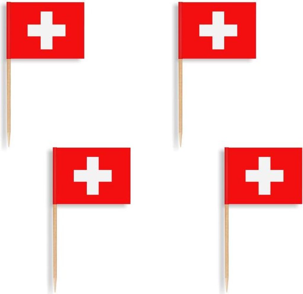 50 Schweiz Flaggen Party Picker 6,5cm Produktbild 