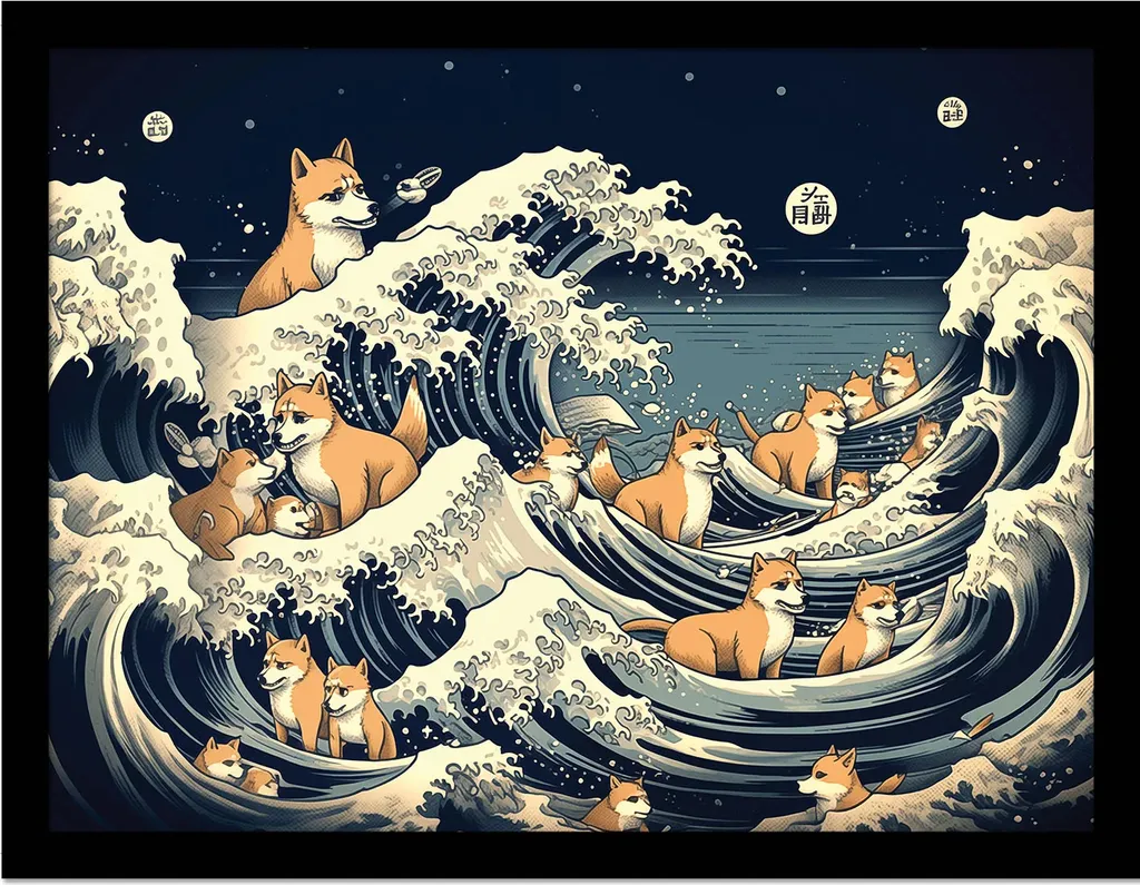 Quadro Shiba Waves 40x30 cm Wave Collection | Arredo Moderno