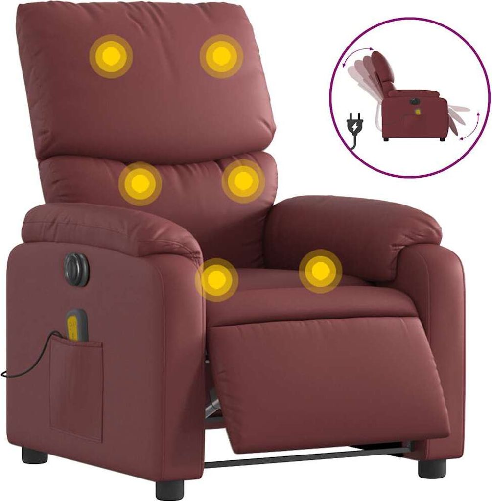 vidaXL Massagesessel Elektrisch Weinrot Kunstleder