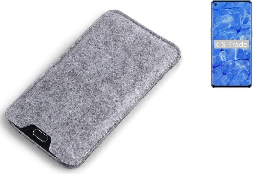K-S-Trade Filz Handyhülle kompatibel mit Oppo Reno6 Pro+ 5G Schutzhülle Filztasche Filz Tasche Case Sleeve Handy Hülle Filzhülle grau