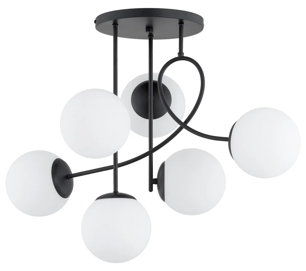 Éclairage sans éblouissement : suspension MODERN 6 boules métal noir