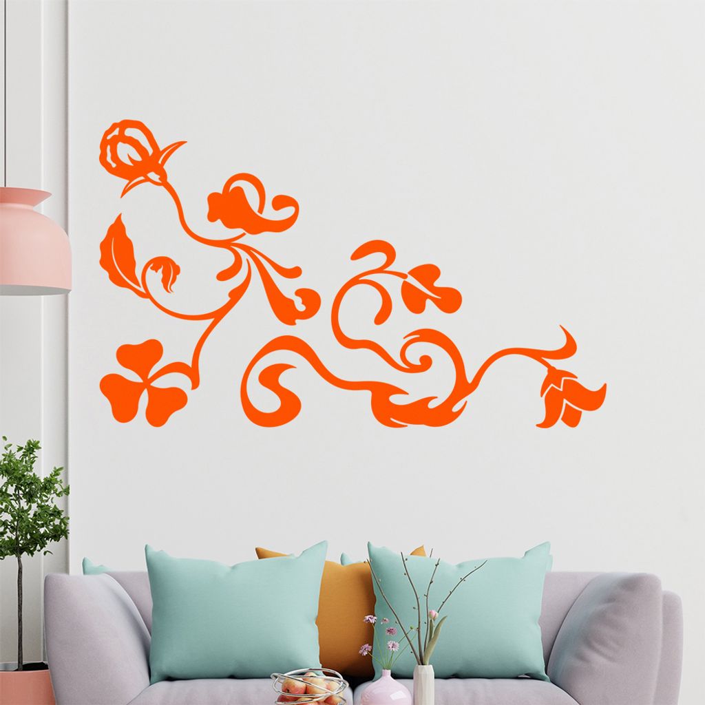 Eckeornament -Blüten - Klee Wandtattoo in 6 Größen - Wandaufkleber Wall Sticker - Dekoration, Küche, Wohnzimmer, Schlafzimmer, Badezimmer